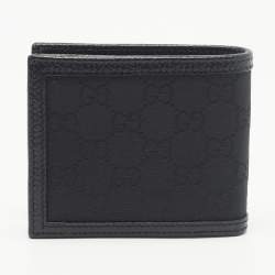 Pre Owned Gucci Black GG Canvas and Leather Bifold Wallet