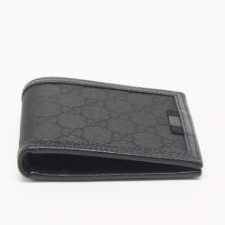 Pre Owned Gucci Black GG Canvas and Leather Bifold Wallet