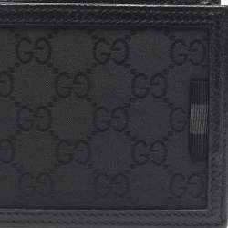 Pre Owned Gucci Black GG Canvas and Leather Bifold Wallet