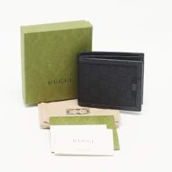 Pre Owned Gucci Black GG Canvas and Leather Bifold Wallet