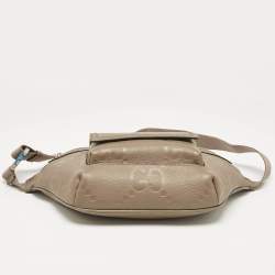 Gucci Khaki Green Guccissima Leather Jumbo GG Belt Bag