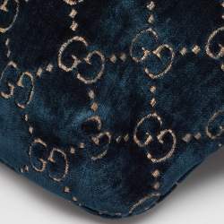 Gucci Blue GG Velvet and Leather Web Belt Bag