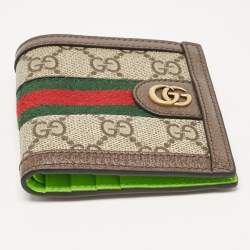 Gucci Beige/Ebony GG Supreme Canvas and Leather Ophidia Bifold Wallet