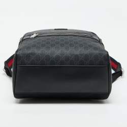 Gucci Black GG Supreme Canvas and Leather Backpack