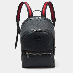 Gucci Black GG Supreme Canvas and Leather Backpack