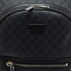 Gucci Black GG Supreme Canvas and Leather Backpack