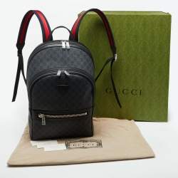 Gucci Black GG Supreme Canvas and Leather Backpack