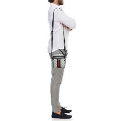 Pre Owned Gucci Beige/Navy Blue GG Supreme Canvas and Leather Ophidia Shoulder Bag