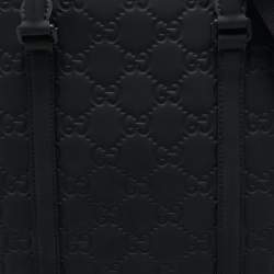 Pre Owned Gucci Black Rubber Effect Guccissima Leather Tote