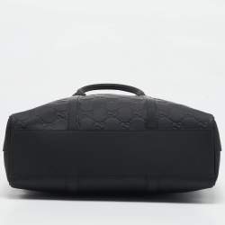 Pre Owned Gucci Black Rubber Effect Guccissima Leather Tote