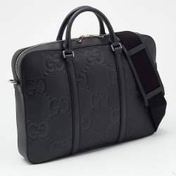 Gucci Black Jumboo GG Leather Briefcase