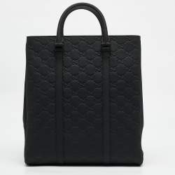Pre Owned Gucci Black Rubber Effect Guccissima Leather Tote