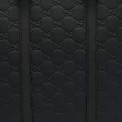 Pre Owned Gucci Black Rubber Effect Guccissima Leather Tote