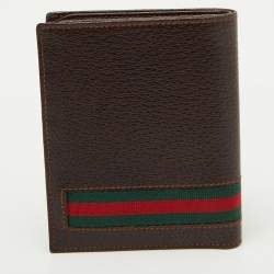 Gucci Dark Brown Leather Web Detail Card Case