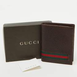 Gucci Dark Brown Leather Web Detail Card Case