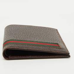 Gucci Dark Brown Leather Web Detail Card Case