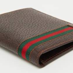 Gucci Dark Brown Leather Web Detail Card Case