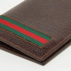 Gucci Dark Brown Leather Web Detail Card Case