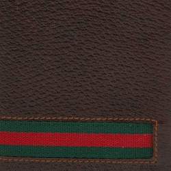 Gucci Dark Brown Leather Web Detail Card Case