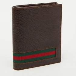 Gucci Dark Brown Leather Web Detail Card Case