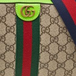 Gucci Beige/Green GG Supreme Canvas and Leather Ophidia Small Crossbody Bag