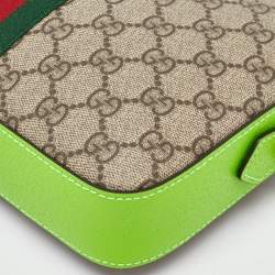 Gucci Beige/Green GG Supreme Canvas and Leather Ophidia Small Crossbody Bag