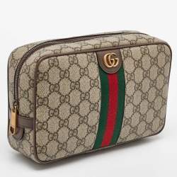 Gucci Beige/Brown GG Supreme Canvas and Leather Ophidia Toiletry Case