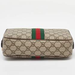 Gucci Beige/Brown GG Supreme Canvas and Leather Ophidia Toiletry Case