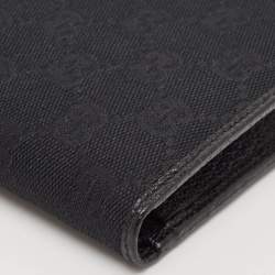 Pre Owned Gucci Black GG Canvas and Leather Bifold Wallet