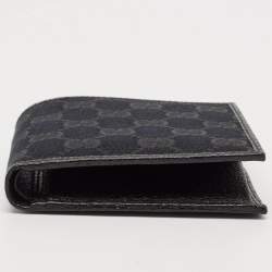 Pre Owned Gucci Black GG Canvas and Leather Bifold Wallet