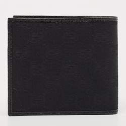 Pre Owned Gucci Black GG Canvas and Leather Bifold Wallet