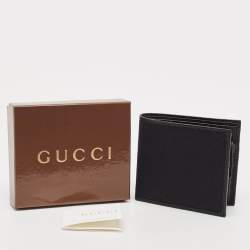 Pre Owned Gucci Black GG Canvas and Leather Bifold Wallet