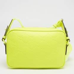 Gucci Lime Green Guccissima Rubber Effect Leather Crossbody Bag