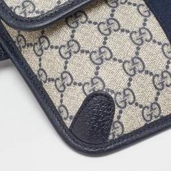 Gucci Beige/Navy Blue GG Supreme Canvas Ophidia Small Belt Bag
