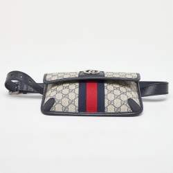Gucci Beige/Navy Blue GG Supreme Canvas Ophidia Small Belt Bag