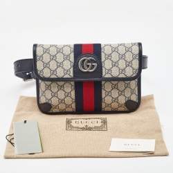 Gucci Beige/Navy Blue GG Supreme Canvas Ophidia Small Belt Bag