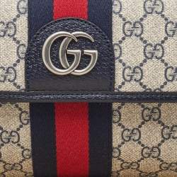 Gucci Beige/Navy Blue GG Supreme Canvas Ophidia Small Belt Bag