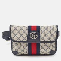 Gucci Beige/Navy Blue GG Supreme Canvas Ophidia Small Belt Bag