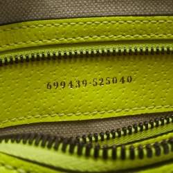 Pre Owned Gucci Neon Green/Beie GG Supreme Canvas and Leather Ophidia Crossbody Bag