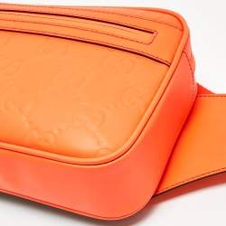 مملوكة مسبقًا Gucci Neon Orange Rubber Effect Guccissima Leather Small Belt Bag