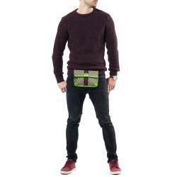 Pre Owned Gucci Neon Green/Beige GG Supreme Canvas and Leather Ophidia Belt Bag