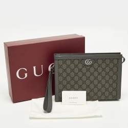 Pre Owned حقيبة صغيرة غوتشي جلد وكانفاس سوبر يم جي جي رمادي أوفيديا