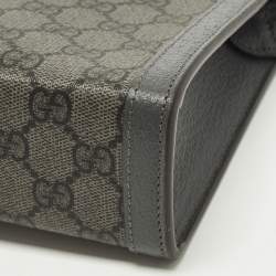 Pre Owned حقيبة صغيرة غوتشي جلد وكانفاس سوبر يم جي جي رمادي أوفيديا