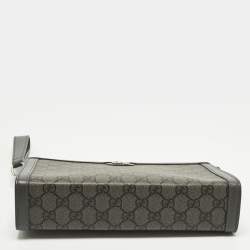 Pre Owned حقيبة صغيرة غوتشي جلد وكانفا�س سوبر يم جي جي رمادي أوفيديا