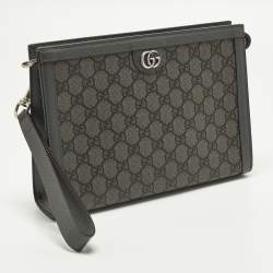 Pre Owned حقيبة صغيرة غوتشي جلد وكانفاس سوبر يم جي جي رمادي أوفيديا