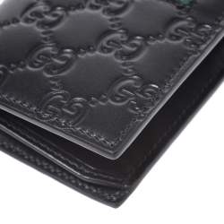 مملوكة مسبقًا Gucci Black Guccissima Leather Web Long Wallet