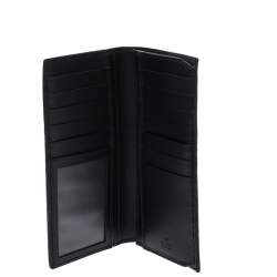 مملوكة مسبقًا Gucci Black Guccissima Leather Web Long Wallet
