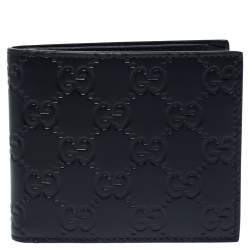 Gucci Navy Blue Guccissima Leather Bifold Wallet