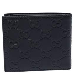 Gucci Navy Blue Guccissima Leather Bifold Wallet