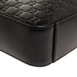 Pre Owned Gucci Black Guccissima Leather Messenger Bag